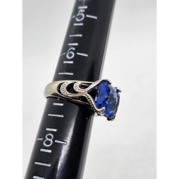 RINGS-DIAMOND CANDLE RINGS-Different Colors-Silver Tone-Lot of 3 All Size 7 - Picture 14 of 16